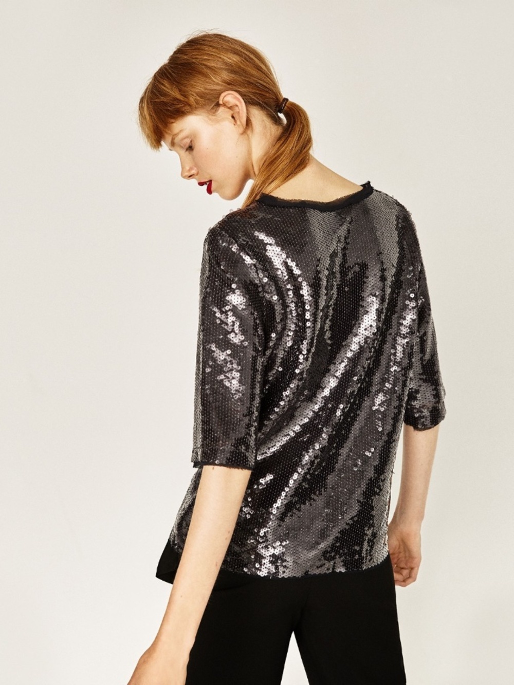 Zara Black Silver Sequin Top - EUC - Picture 5 of 5